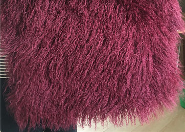 Китай Ход овчины цвета вина небольшой, шубнины меха овечки длинных волос Виндпрооф тибетские  поставщик