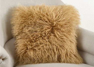 Китай Покрашенная подушка меха длинных шерстей Брауна монгольская квадрат 20 дюймов для ОЭМ спать поставщик