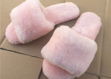 Китай Розовые/серые дамы раскрывают тапочки овчины пальца ноги с мягкой резиновой подошвой поставщик