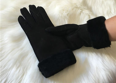 Китай Дамы чернят овчины стороны перчаток зимы Ламбскин Шеарлинг перчатку двойной кожаную поставщик