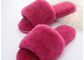 Тапочки женщин подкладки шерстей пушистые, подошва розовых теплых расплывчатых тапочек резиновая поставщик