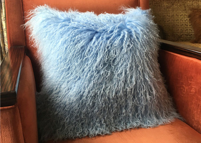 Подушка кресла меха овец монгольской подушки меха небесно-голубая роскошная длинная в гостинице