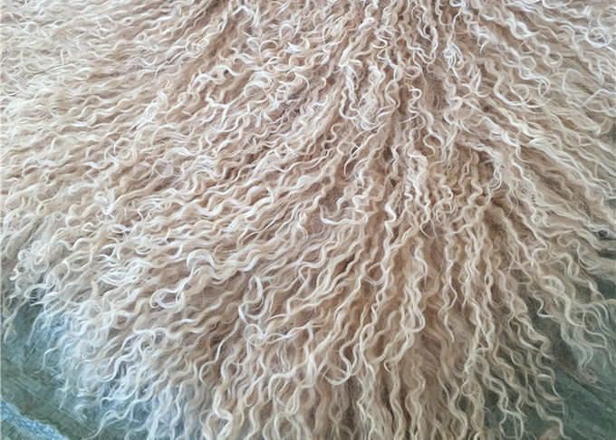 Крышка табуретки овчины длинного меха белых овец половика Ламбскин волос естественного курчавого монгольская