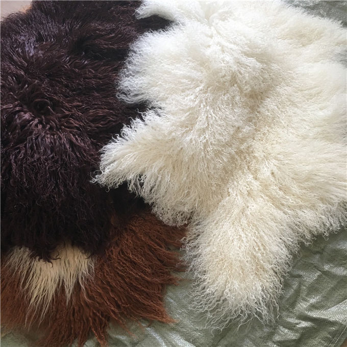 Мех Материрал длинных шерстей овец волос естественных курчавых монгольское белое для хода кровати