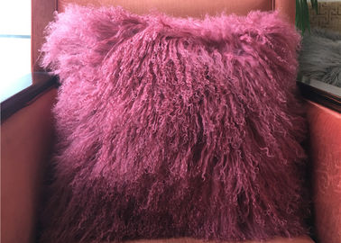 Китай Крышка подушки меха реальных тибетских волос валика Ламбскин длинных пурпурная монгольская поставщик