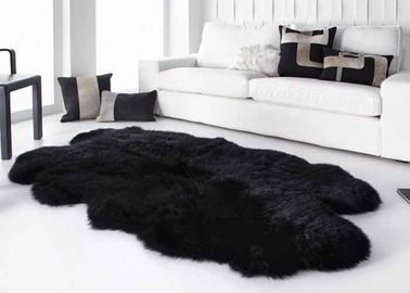 Китай Ровное поверхностное черное одеяло хода меха, черный дополнительный большой половик овчины поставщик