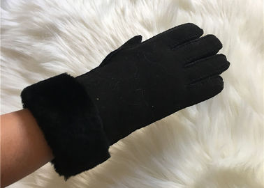 Китай Хандсевн сторона двойника овчины Рук-сшила перчатки Леахтер Шеарлинг перчатки черные поставщик