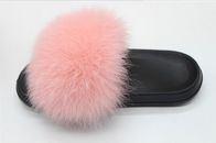 Розовая пушистая реальная подошва ЕВА выскальзывания тапочек меха Фокс мягко анти- с 5-11 размерами Великобритании