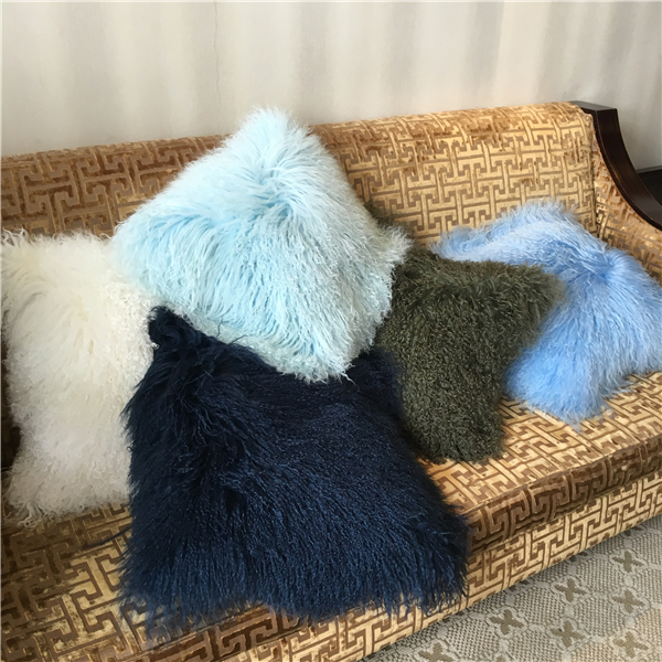 Выполненное на заказ 100% длинные волосы монгольская подушка 45кс45км меха овечки покрасило цвета свободные образцы