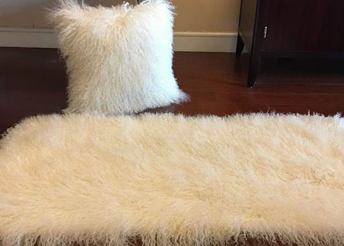 Крышка 40км подушки кожи овец монгольских волос подушки меха естественных белых длинных тибетская