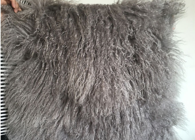 Подушка 18' меха Теал голубая реальная монгольская валик кровати меха овечки вьющиеся волосы тибетский
