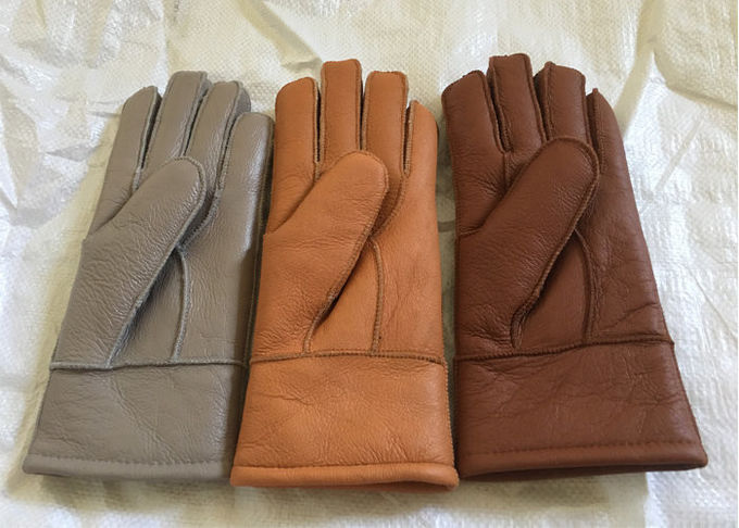 Перчатки овчины Шеарлинг Виндпрооф людей, толстое мех выровнянные Миттенс кожаных перчаток 