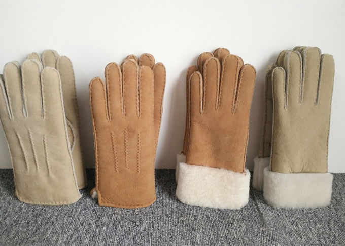 Перчатки пальца зимы овчины кожаные, перчатки холода неподдельной овчины весьма