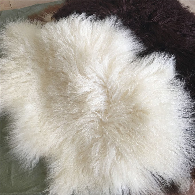 Крышка валика меха овечки монгольских волос хода меха подушки ламбскин курчавых длинных тибетская